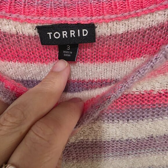 Torrid Rainbow Stripe Sweater – Women’s Plus 3X Long Sleeve Pullover - Picture 3 of 9